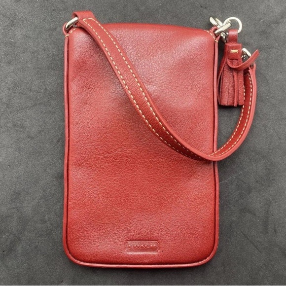 Vintage Coach Red Leather Wristlet with Tassel - Picture 4 of 6